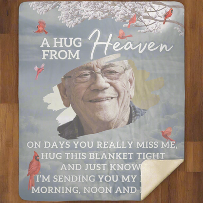 Personalized Memorial Photo Fleece Blanket- A Hug from Heaven