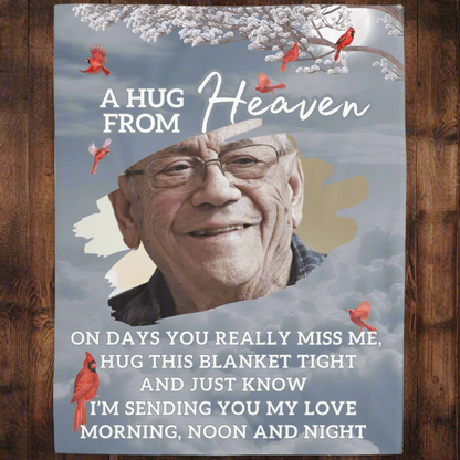 Personalized Memorial Photo Fleece Blanket- A Hug from Heaven