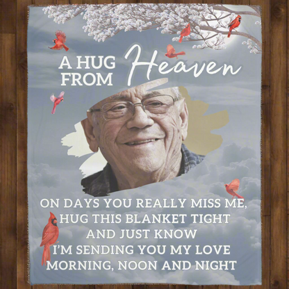 Personalized Memorial Photo Fleece Blanket- A Hug from Heaven