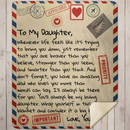 To My Daughter Love Dad Letter Mail Approved Blanket