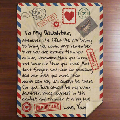 To My Daughter Love Dad Letter Mail Approved Blanket