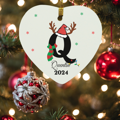 Personalized Initial Name Heart Christmas Ornament