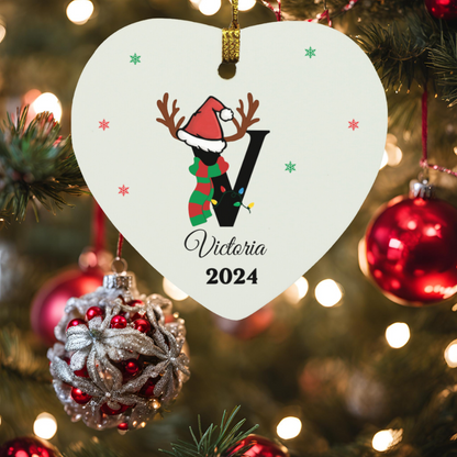 Personalized Initial Name Heart Christmas Ornament