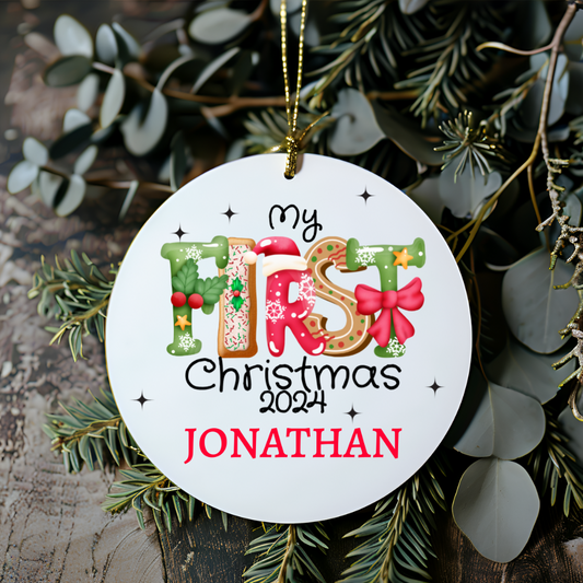 Personalized- My First Christmas Circle Ornament