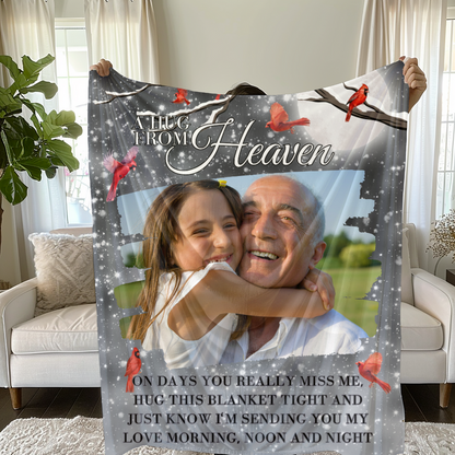 A Hug from Heaven Memorial Blanket | Personalized Photo