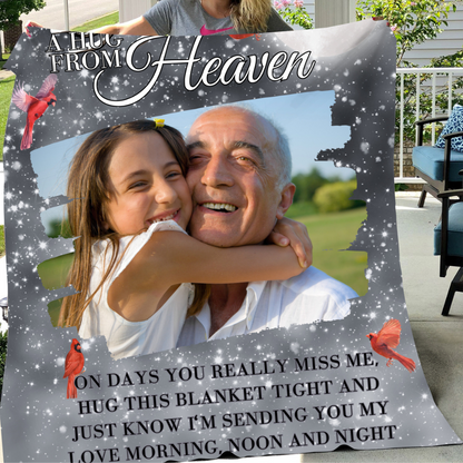 A Hug from Heaven Memorial Blanket | Personalized Photo