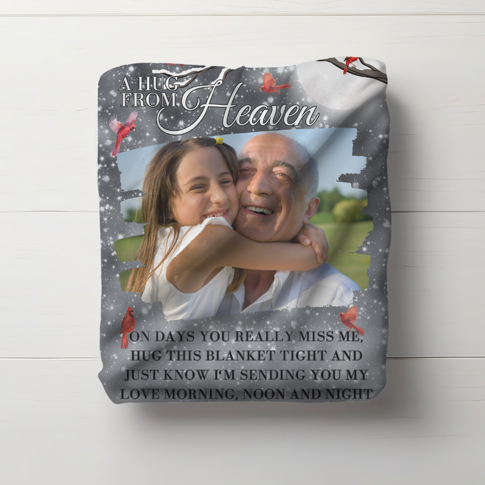 A Hug from Heaven Memorial Blanket | Personalized Photo