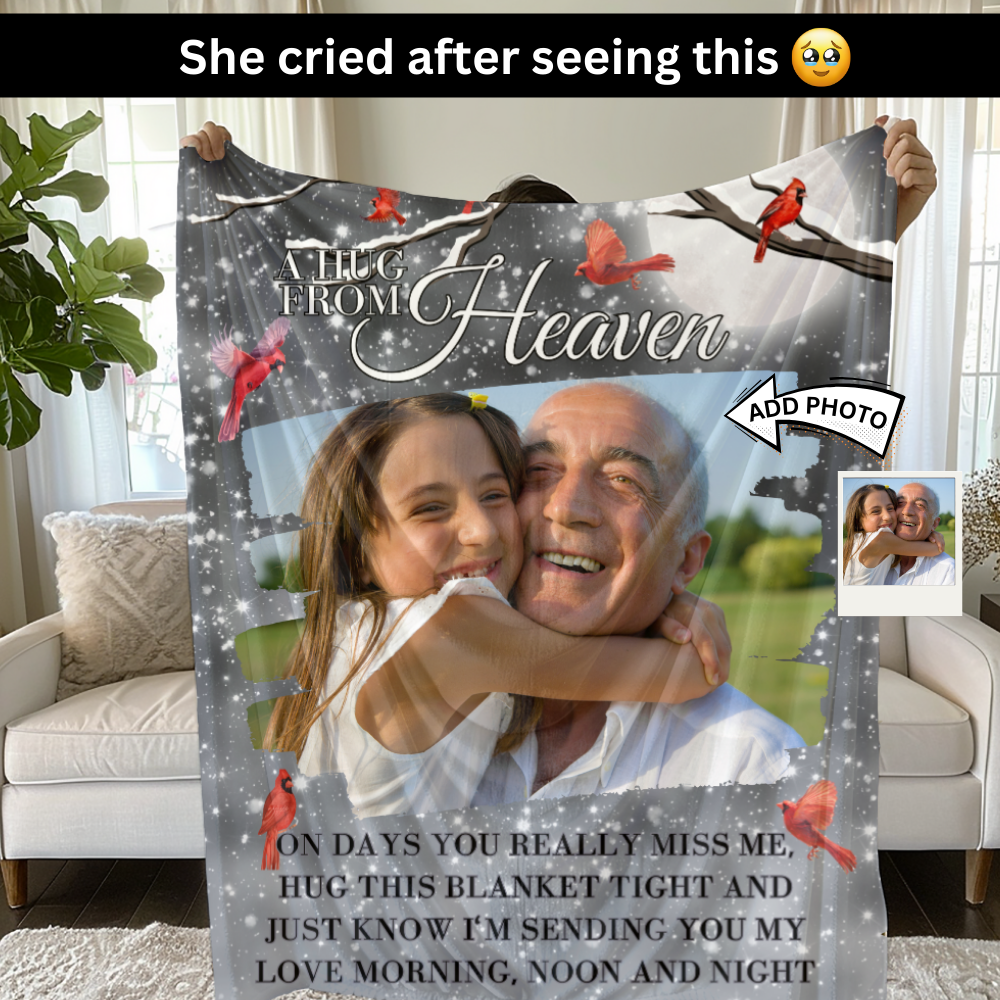 A Hug from Heaven Memorial Blanket | Personalized Photo