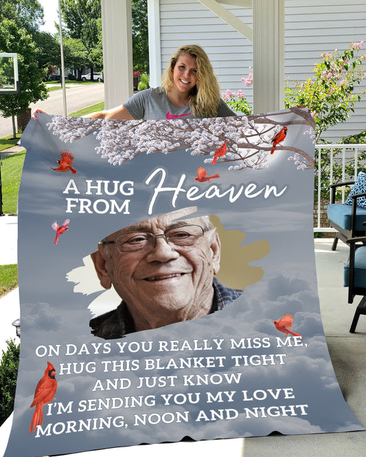 Personalized Memorial Photo Fleece Blanket- A Hug from Heaven