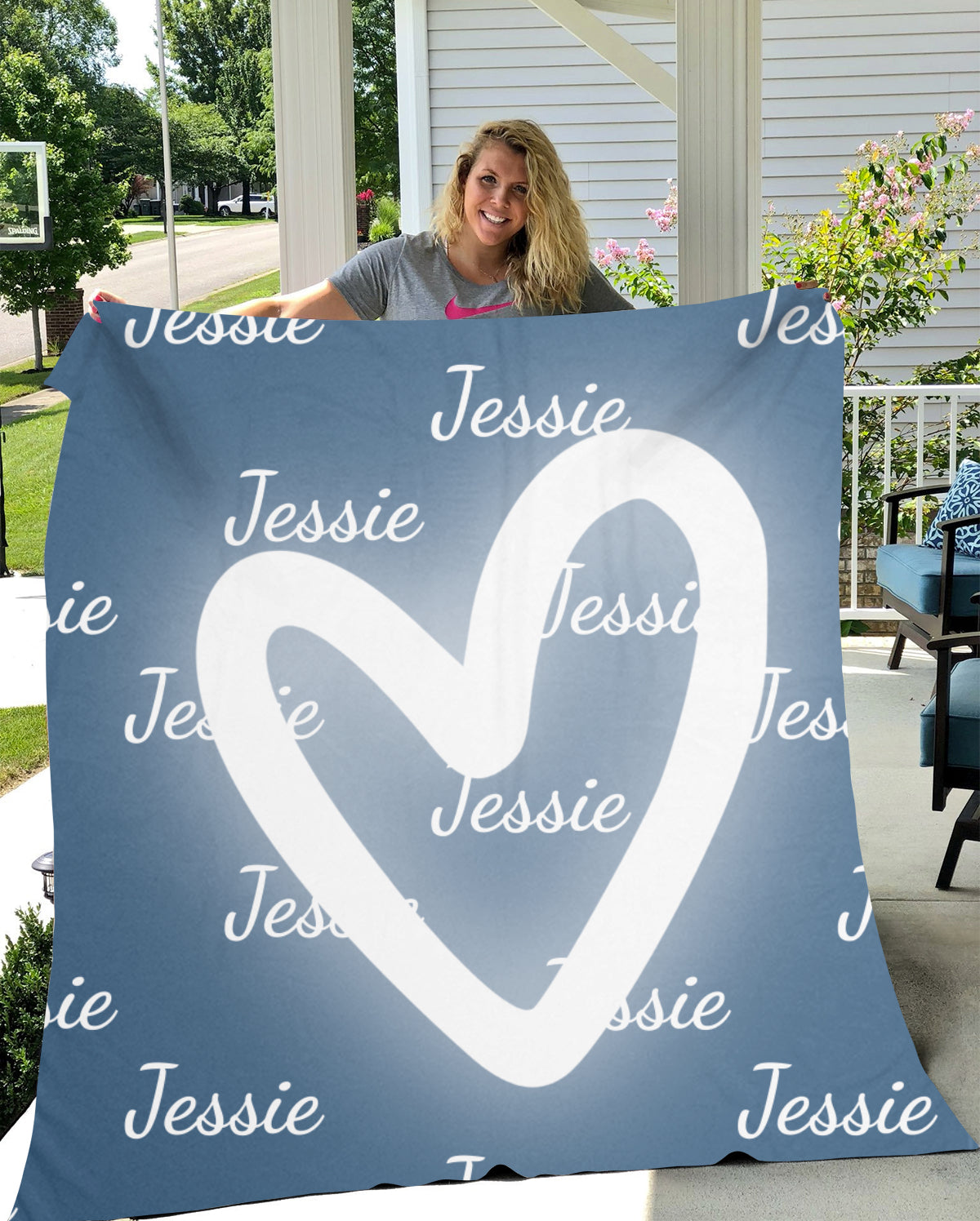 Personalized Name Fleece Blanket w/ Heart Design