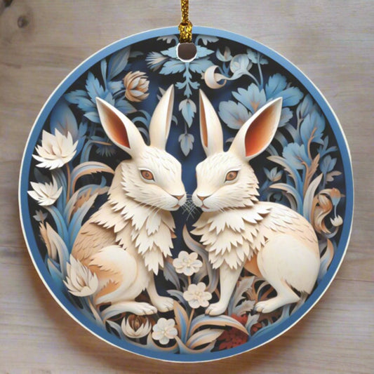 Rabbit Ornament Blue Tree Decor