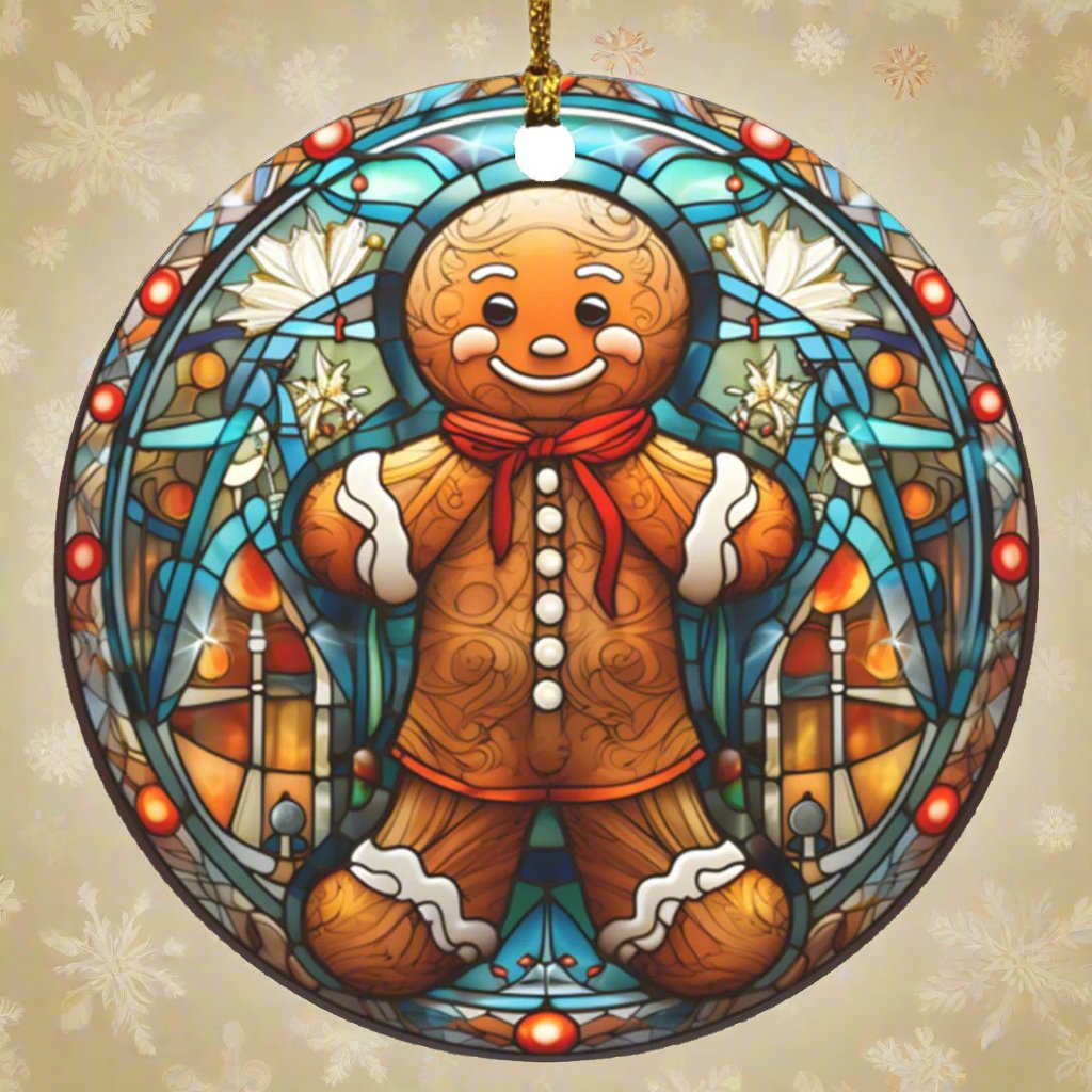 gingerbread man Christmas ornament with scarf – unique holiday decoration for Christmas tree