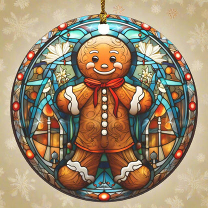 gingerbread man Christmas ornament with scarf – unique holiday decoration for Christmas tree