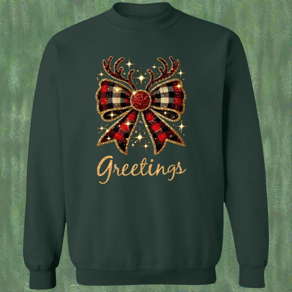 Greeting Christmas Bow Sweater Sweatshirt