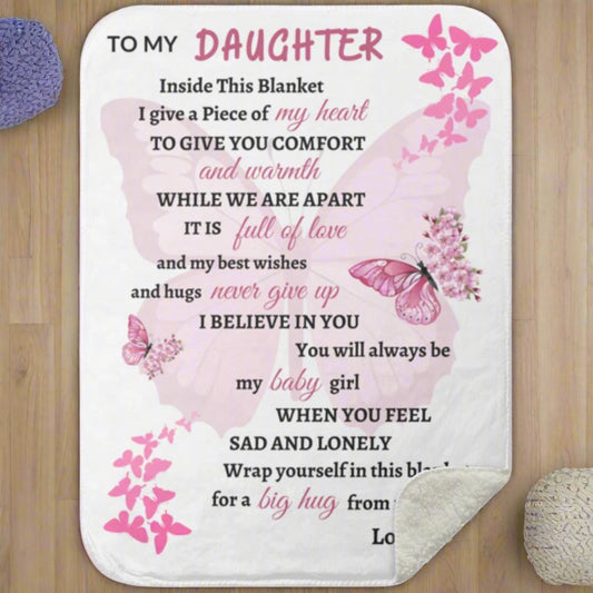 My Daughter Pink Butterfly Blanket Love Mom