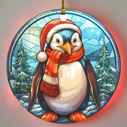 Penguin Christmas ornament with scarf– unique holiday decoration for Christmas tree