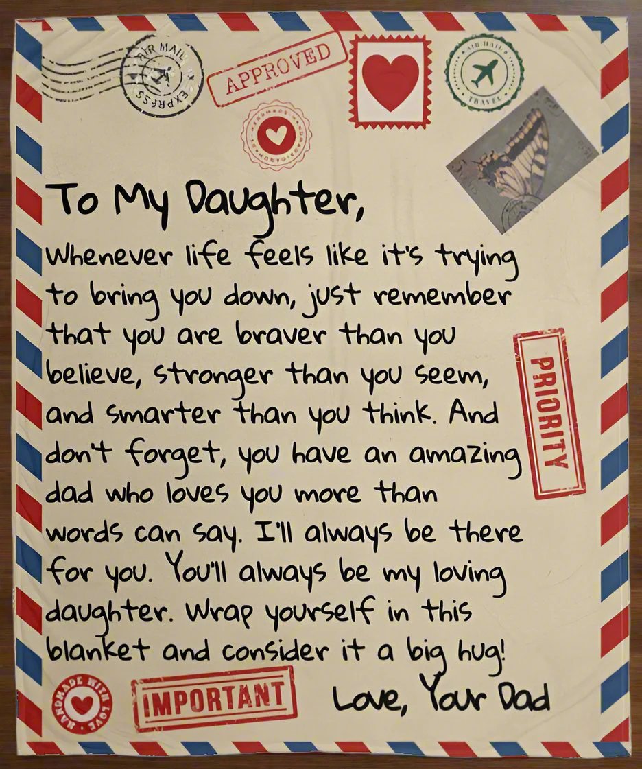 To My Daughter Love Dad Letter Mail Approved Blanket