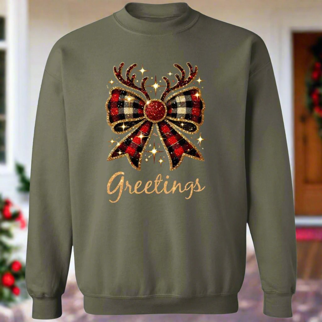 Greeting Christmas Bow Sweater Sweatshirt