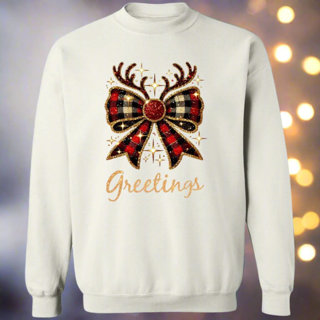 Greeting Christmas Bow Sweater Sweatshirt