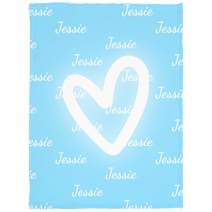 Personalized Name Fleece Blanket w/ Heart Design