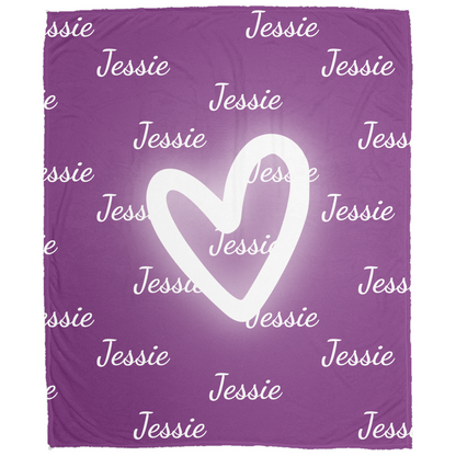 Personalized Name Fleece Blanket w/ Heart Design