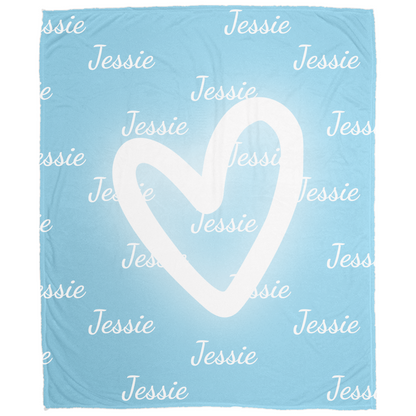 Personalized Name Fleece Blanket w/ Heart Design