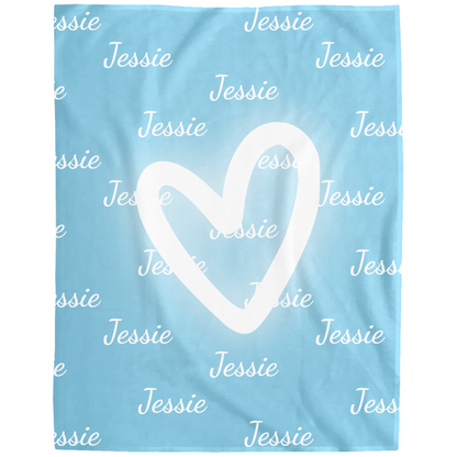 Personalized Name Fleece Blanket w/ Heart Design