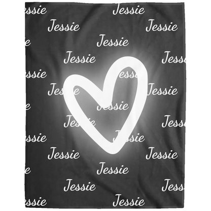 Personalized Name Fleece Blanket w/ Heart Design