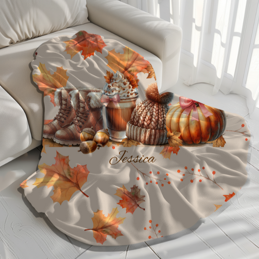 Personalized- Fall Time Plush Fleece Blanket