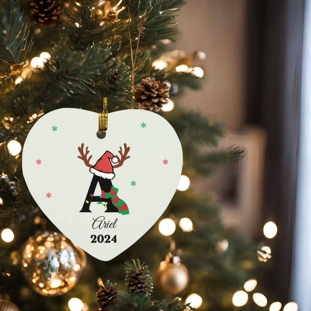 Personalized Initial Name Heart Christmas Ornament