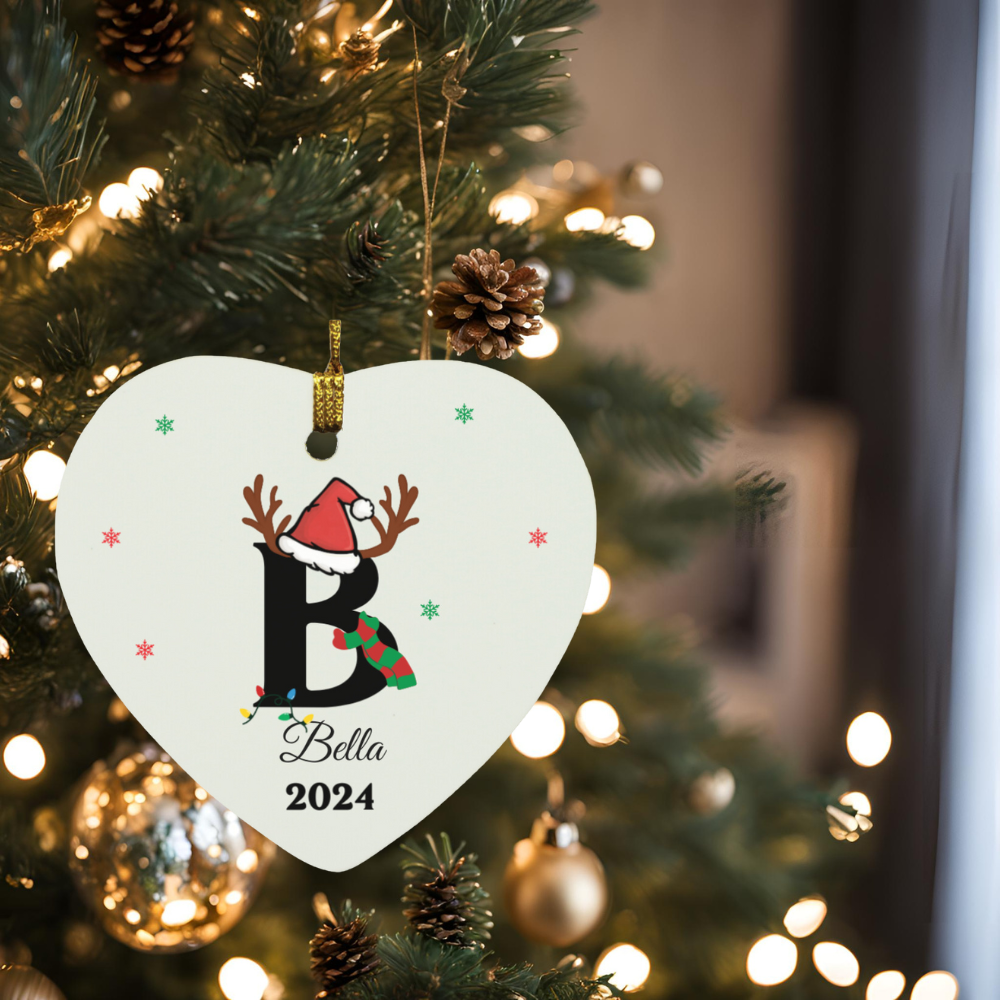 Personalized Initial Name Heart Christmas Ornament