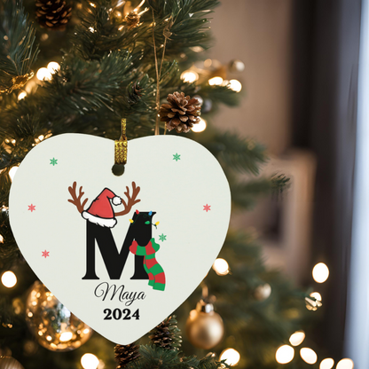 Personalized Initial Name Heart Christmas Ornament