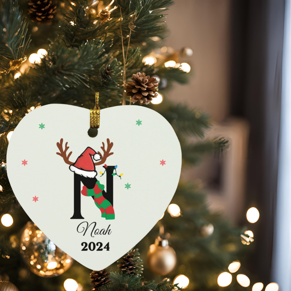 Personalized Initial Name Heart Christmas Ornament