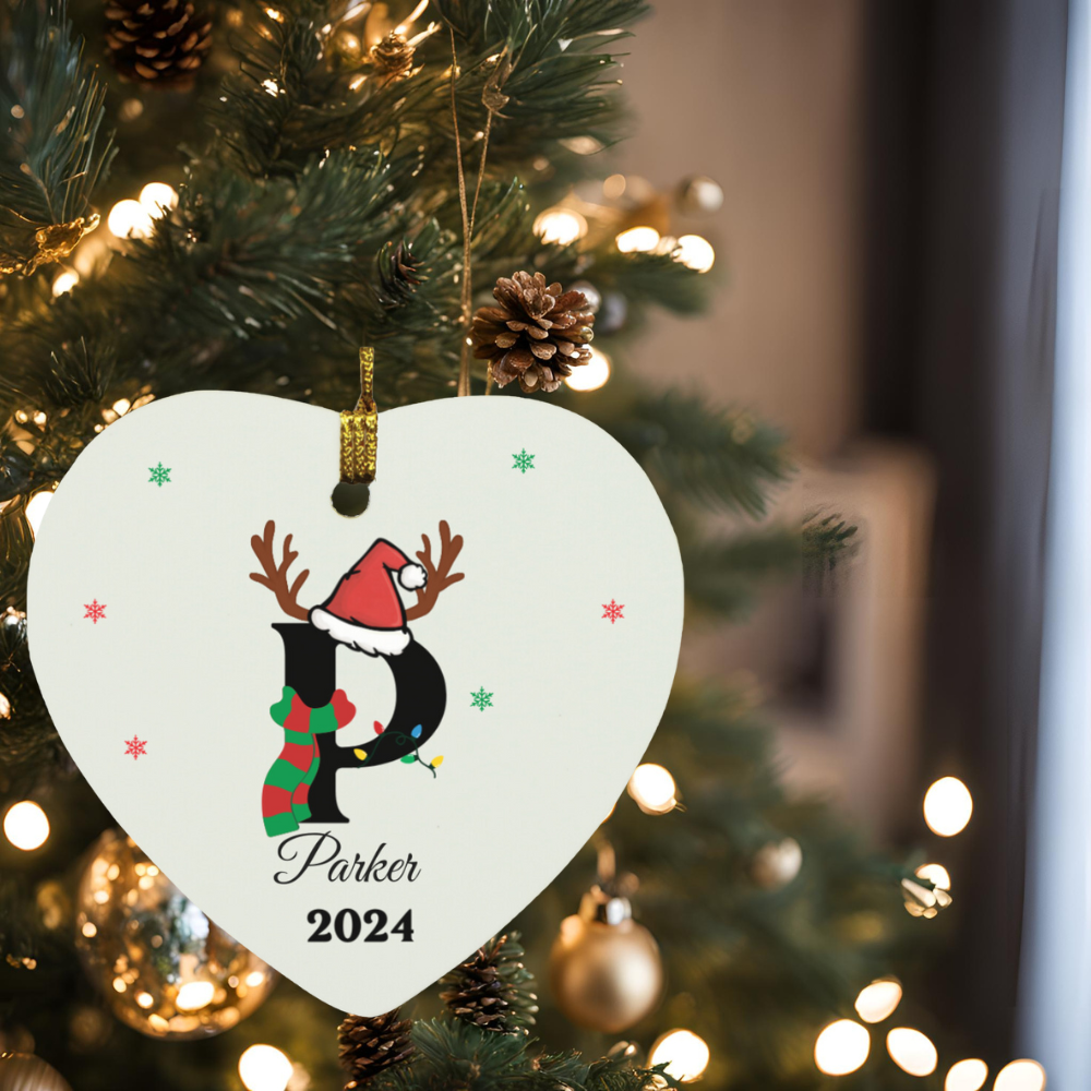 Personalized Initial Name Heart Christmas Ornament