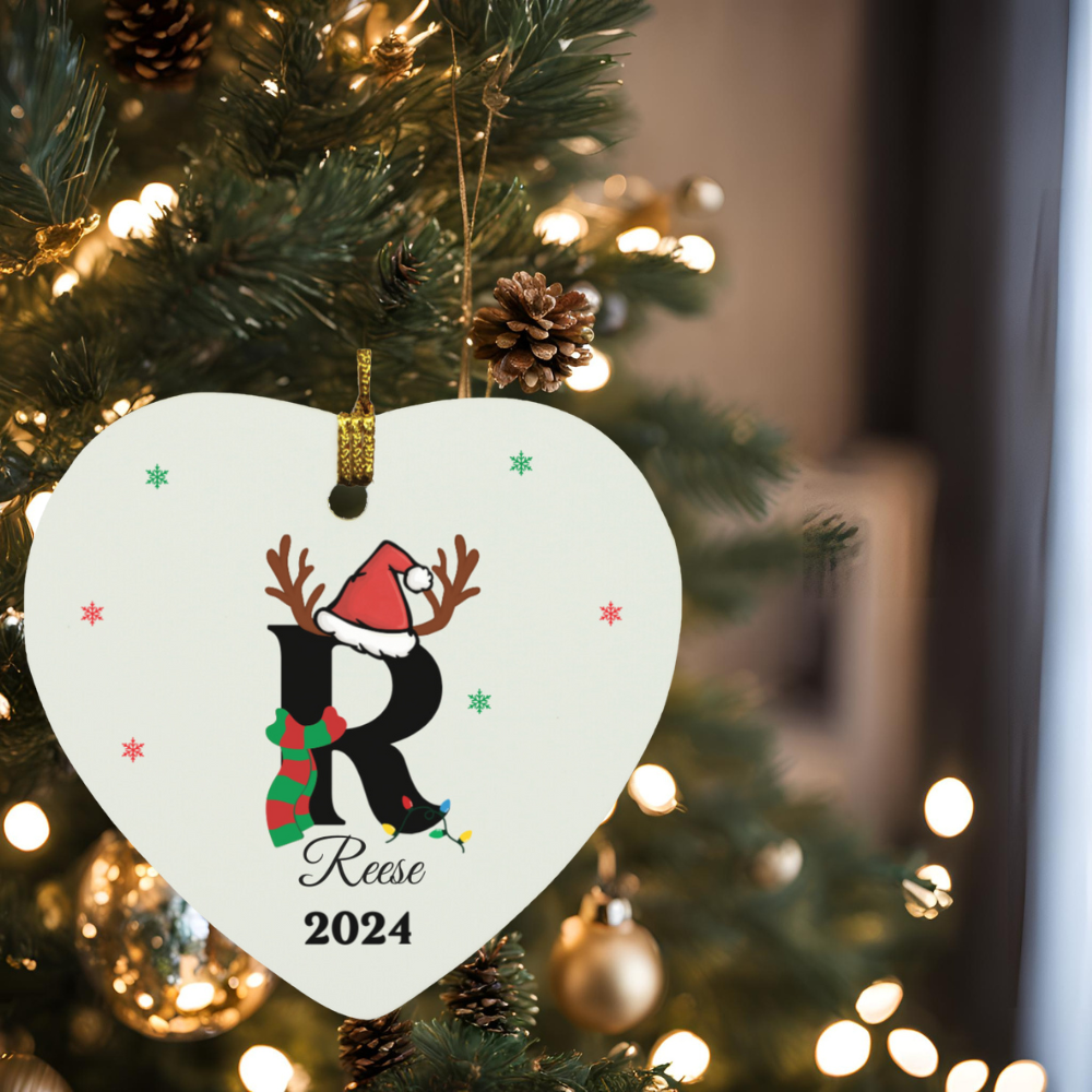 Personalized Initial Name Heart Christmas Ornament