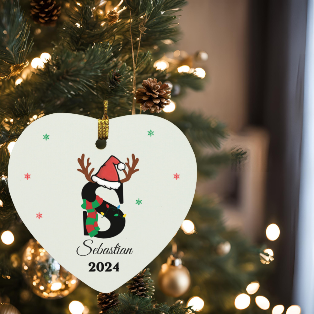 Personalized Initial Name Heart Christmas Ornament