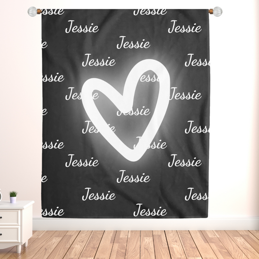 Personalized Name Fleece Blanket w/ Heart Design