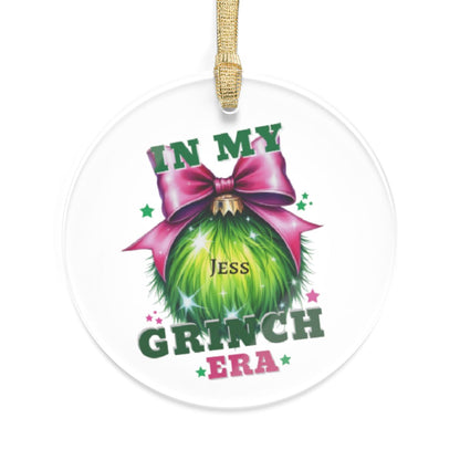 Personalized In My Grinch Era Pink Bow Acrylic Ornament