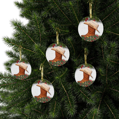 Personalized- Holiday Cowgirl Acrylic Ornament