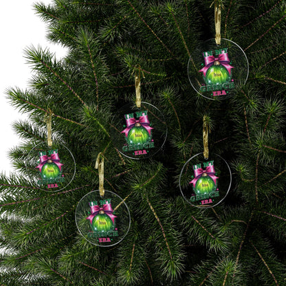 Personalized In My Grinch Era Pink Bow Acrylic Ornament