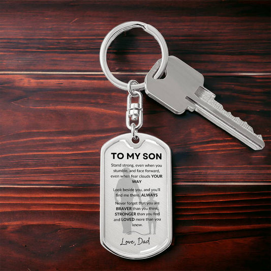 To My Son- Dad Dog Tag Key Chain