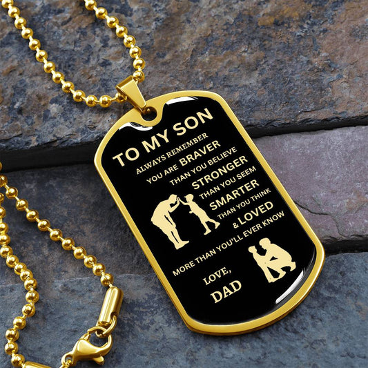 To My Son Love Dad Dog Tag Necklace