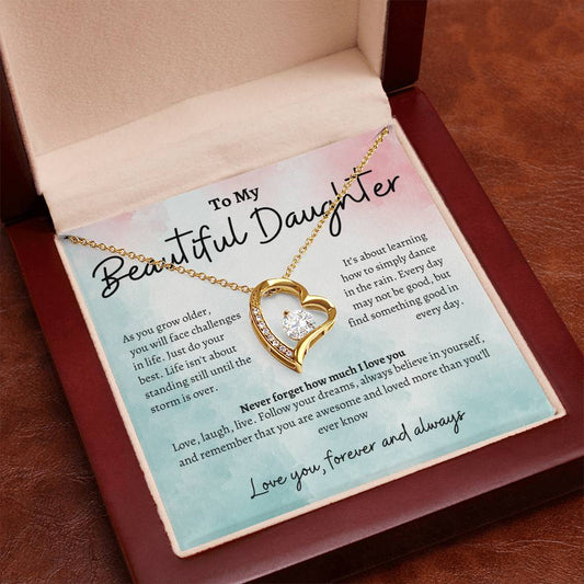 To My Beautiful Daughter Forever Love Necklace