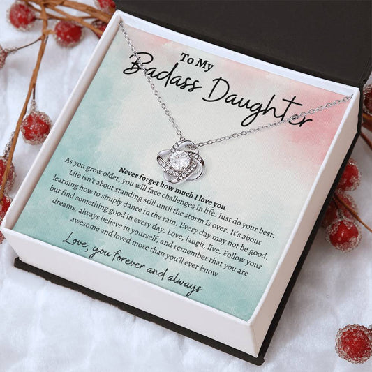 To My Badass Daughter Love Knot Necklace- sp