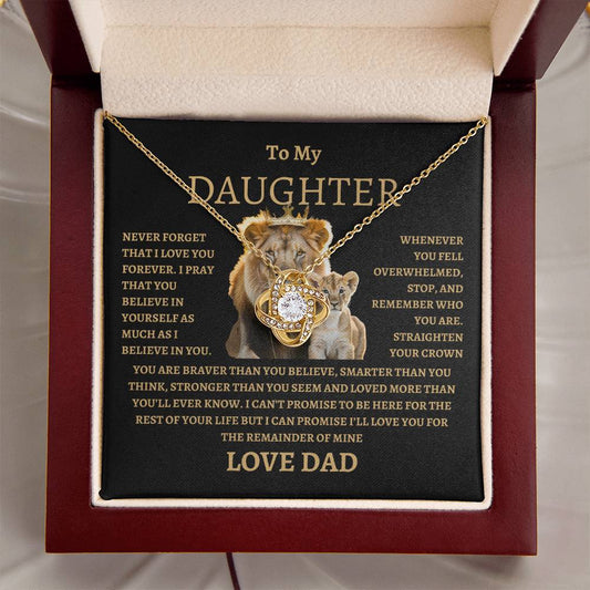 To My Daughter Lion Love Knot Necklace