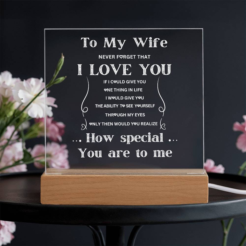 To My Wife Acrylic LED Plaque Gift