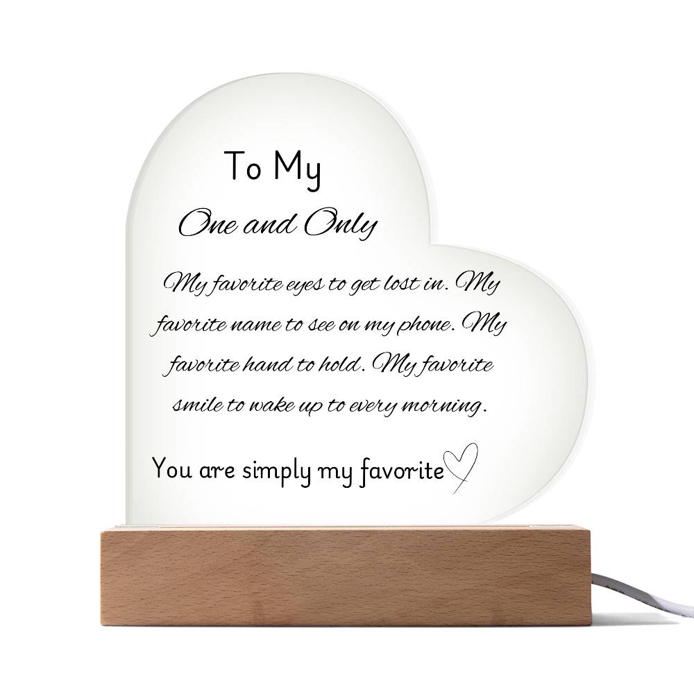 My One and Only Acrylic LED Plaque Gift