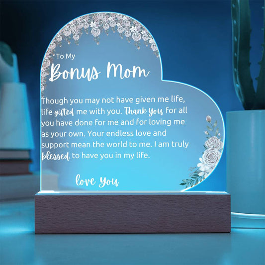 To My Bonus Mom Acrylic LED Plaque Gift