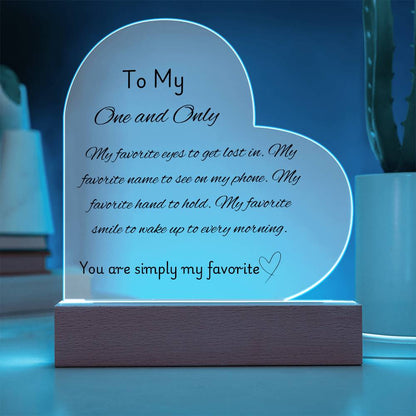 My One and Only Acrylic LED Plaque Gift