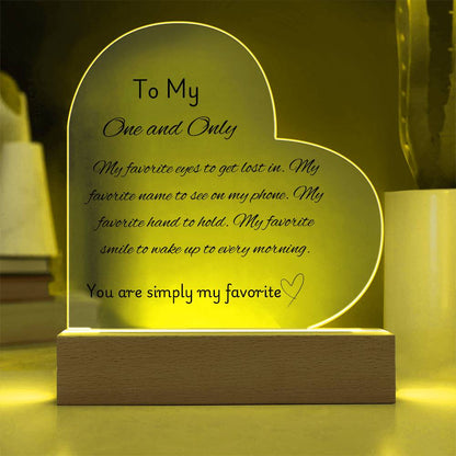 My One and Only Acrylic LED Plaque Gift